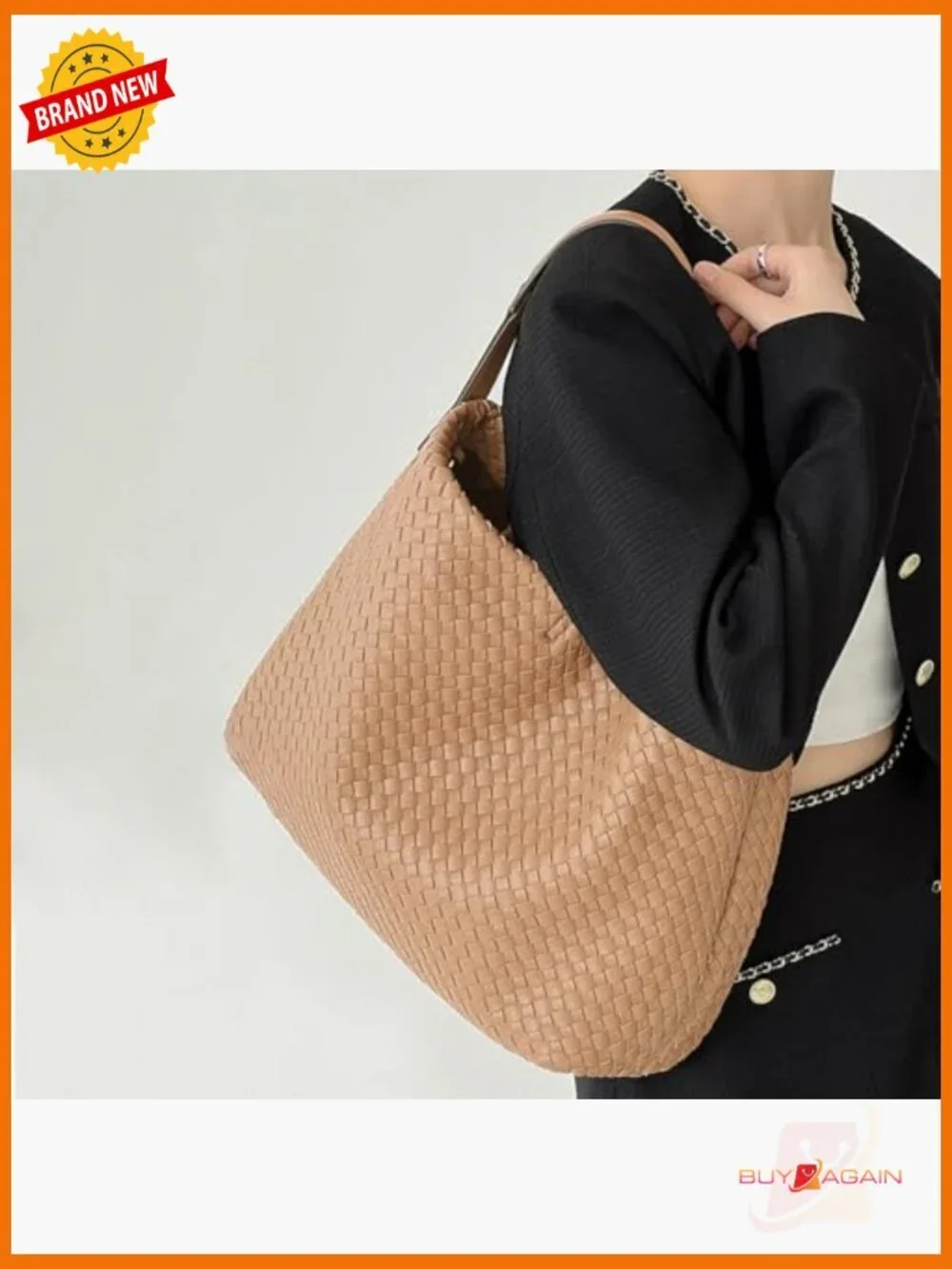 Woven Hobo Tote Shoulder Crossbody Bag Vegan Leather Handbag